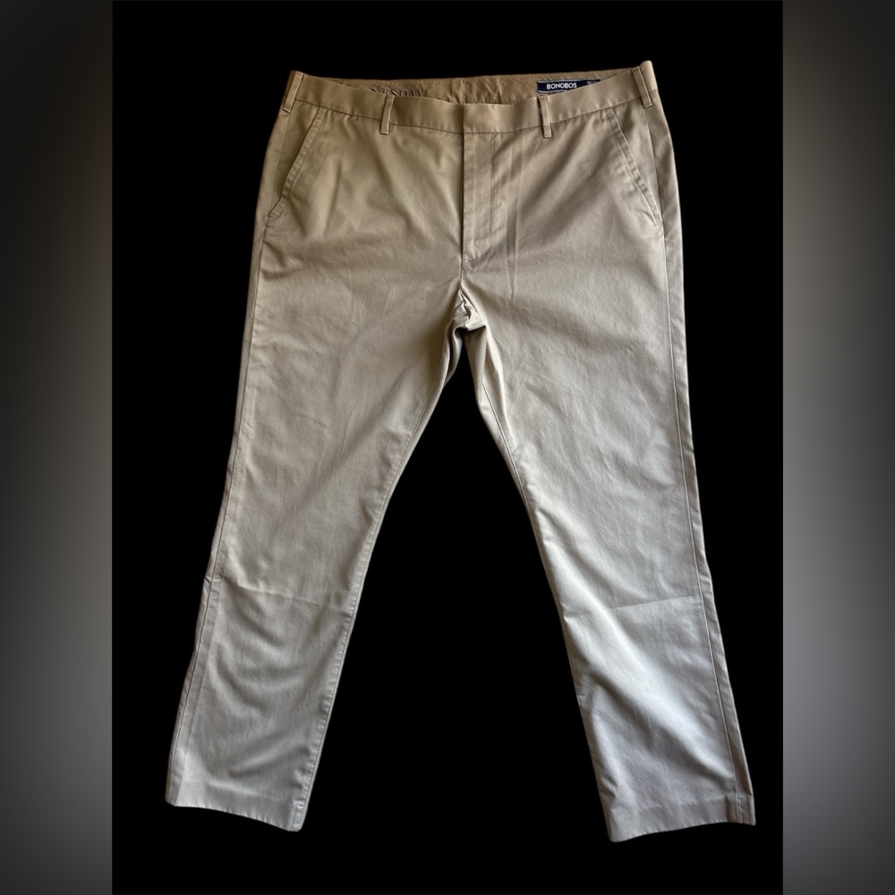 Bonobos Slim Fit Men’s Pants 38/30 Khaki‎ Wednesday Chino Flat Front Straight